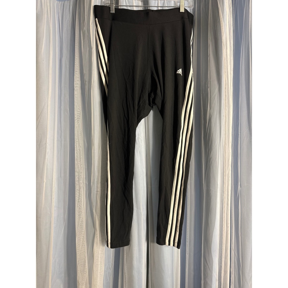 Adidas Leggings Womens 3X Black 3-Stripe Activewear Pants